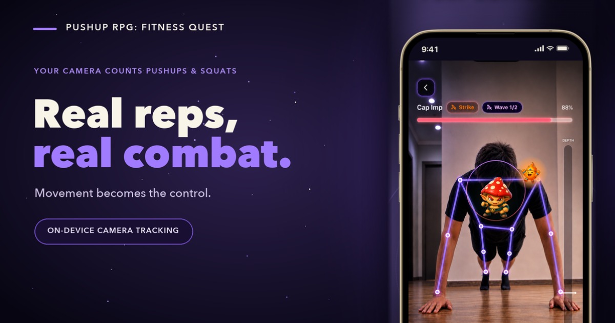 Pushup RPG: Fitness Quest biến chống đẩy và squat thành vũ khí để đánh quái